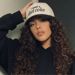 ZENANA | NEW Two-Tone 'I Need a Diet Coke' Cap White/Black OSFA